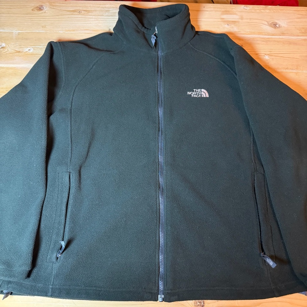 The North Face Mens Full Zip Fleece Jacket Green XL TKA 100 Midweight Layer‎